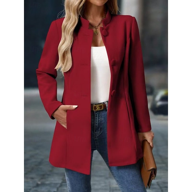 Women's Elegant Stand-Collar Tailored Coat