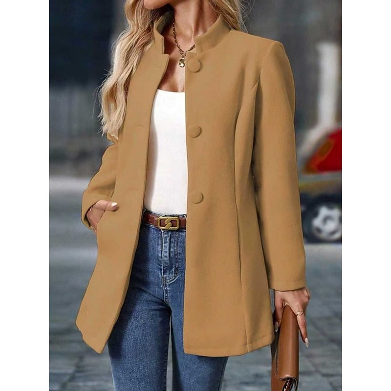 Women's Elegant Stand-Collar Tailored Coat