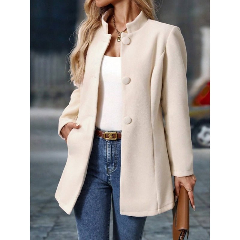 Women's Elegant Stand-Collar Tailored Coat