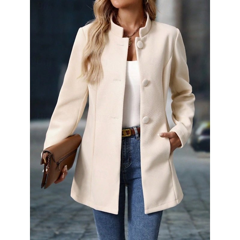 Women's Elegant Stand-Collar Tailored Coat