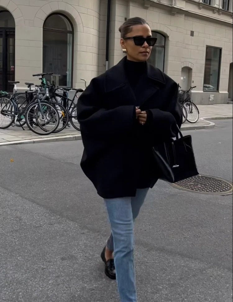 Women's Chic Oversized Single-Breasted Wool Coat