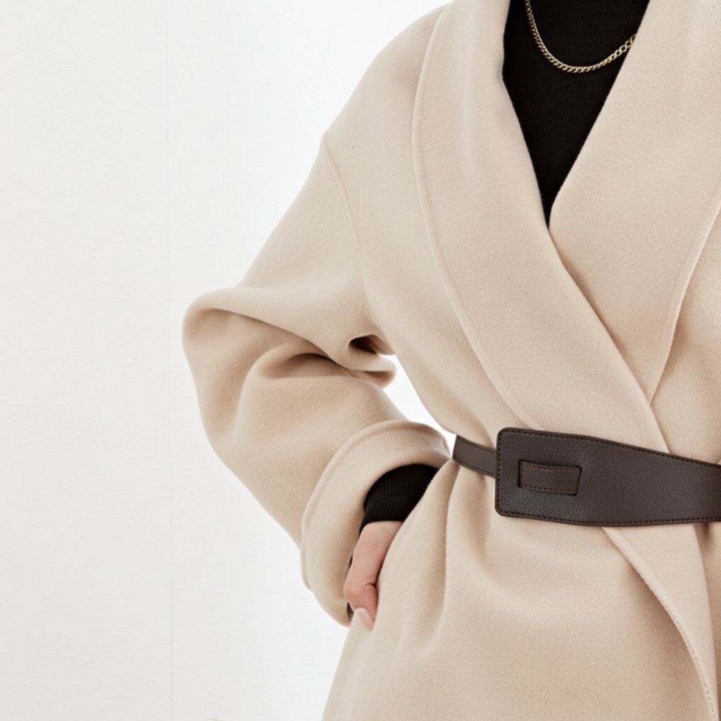 Women's Elegant Wide Lapel Tie Belt Wrap Coat