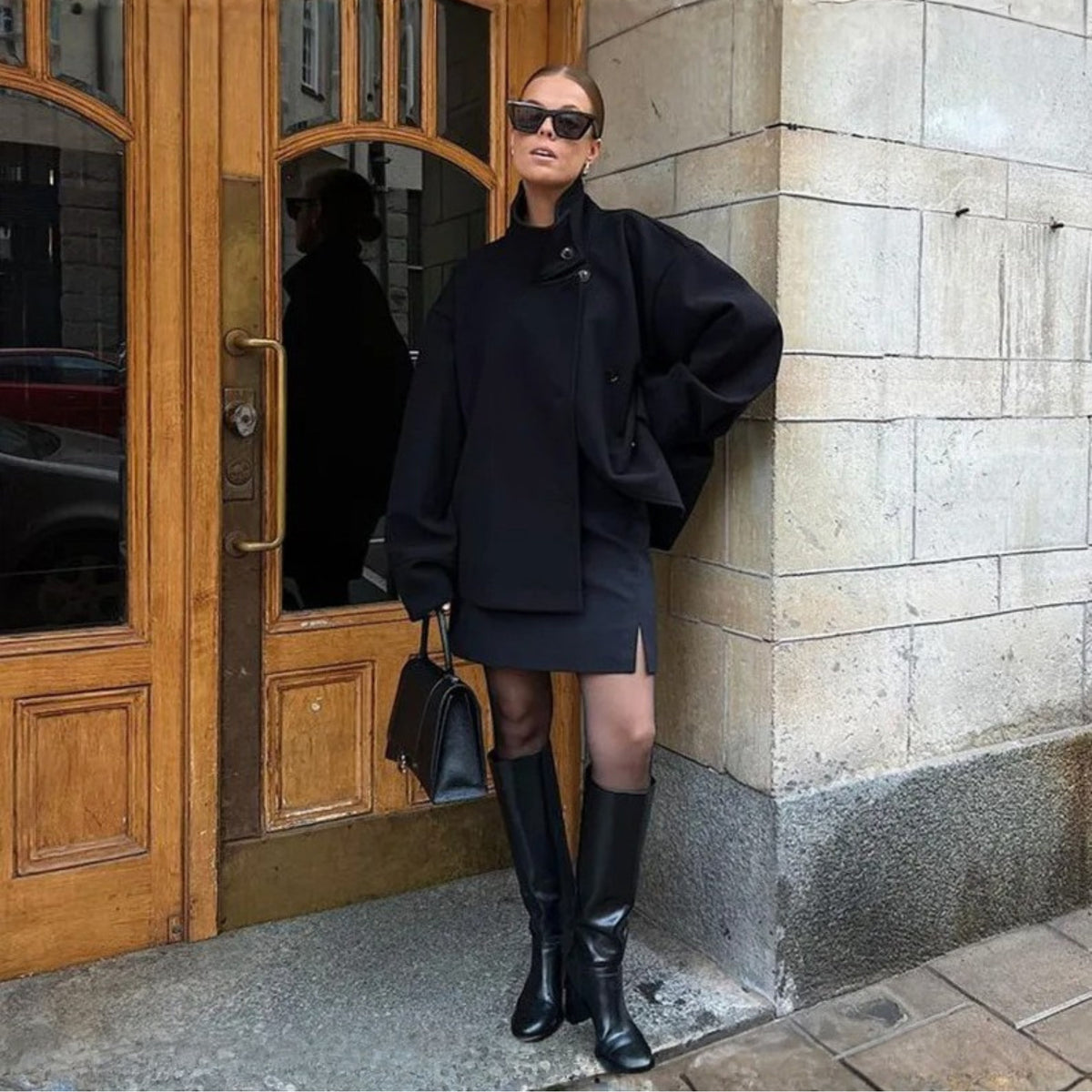 Women's Elegant Stand-Up Collar Button-Down Coat