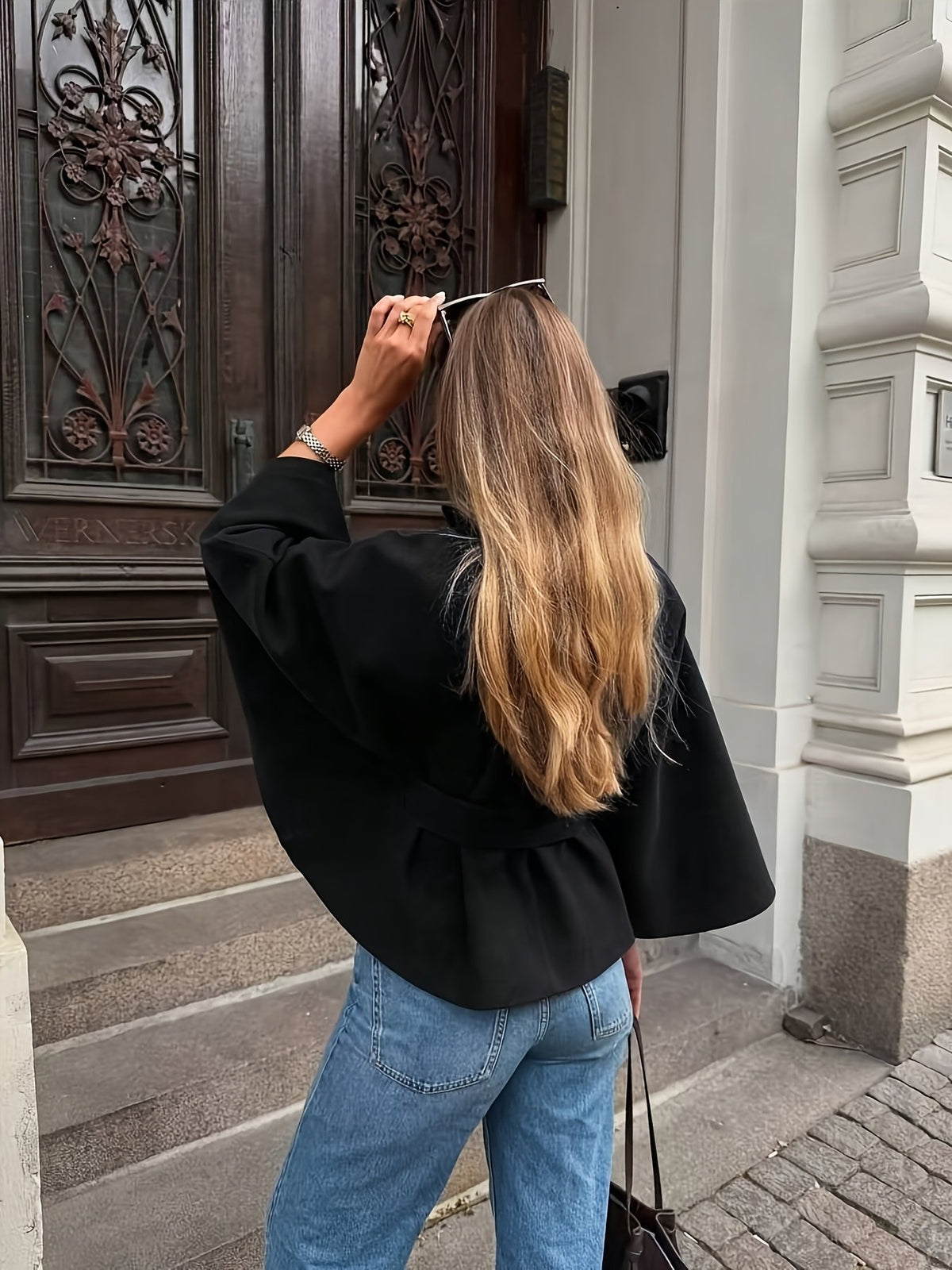 Women's Elegant Cape Sleeve Tie-Waist Jacket