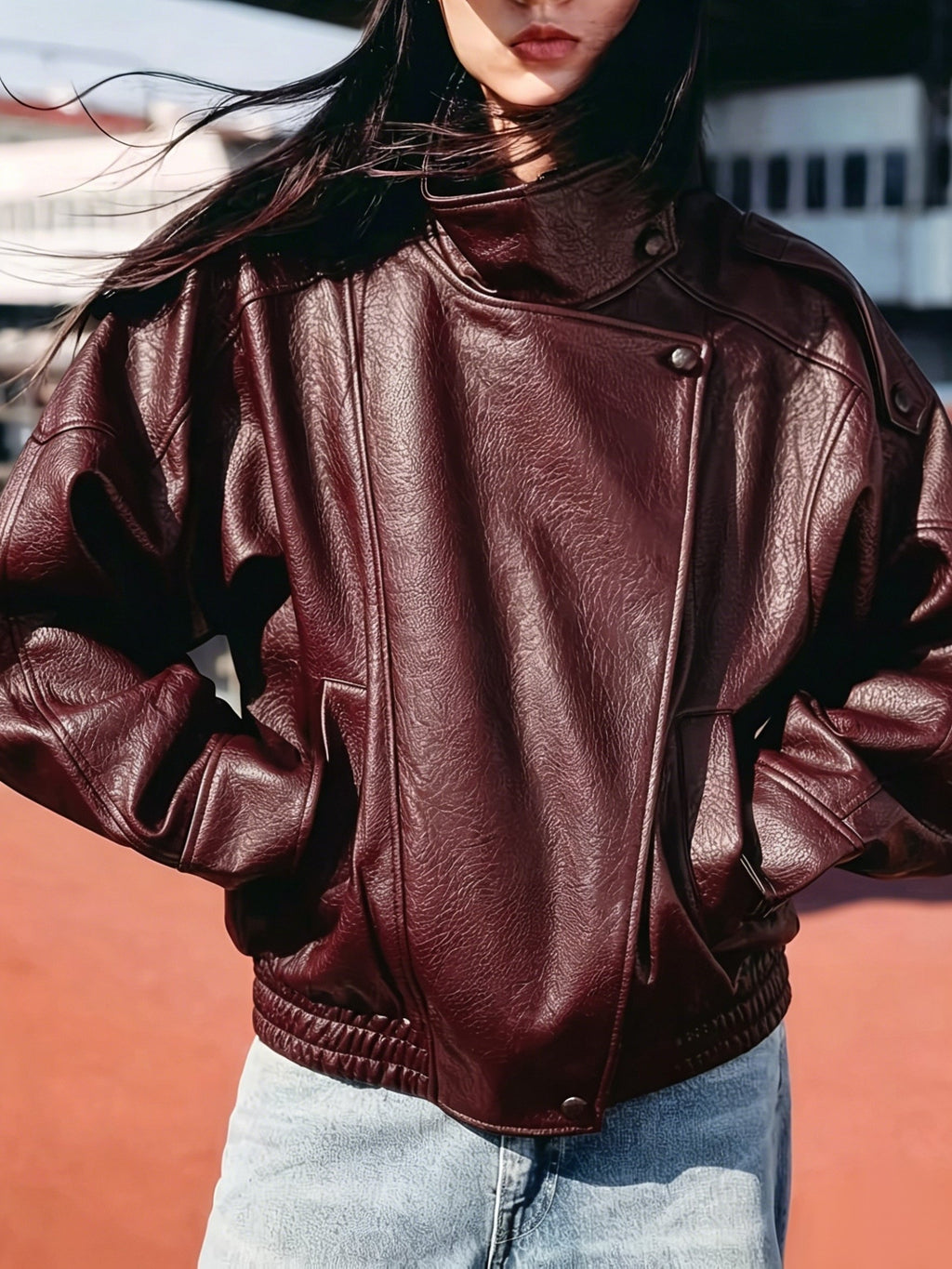 Women's Chic Oversized Faux Leather Jacket