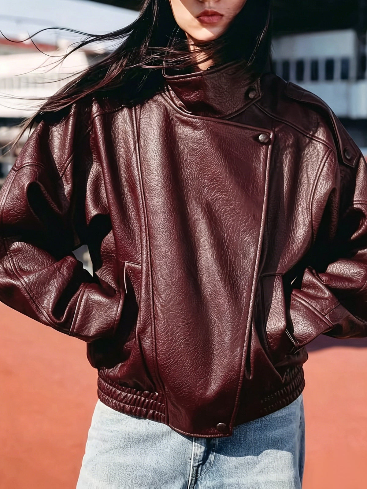 Women's Chic Oversized Faux Leather Jacket