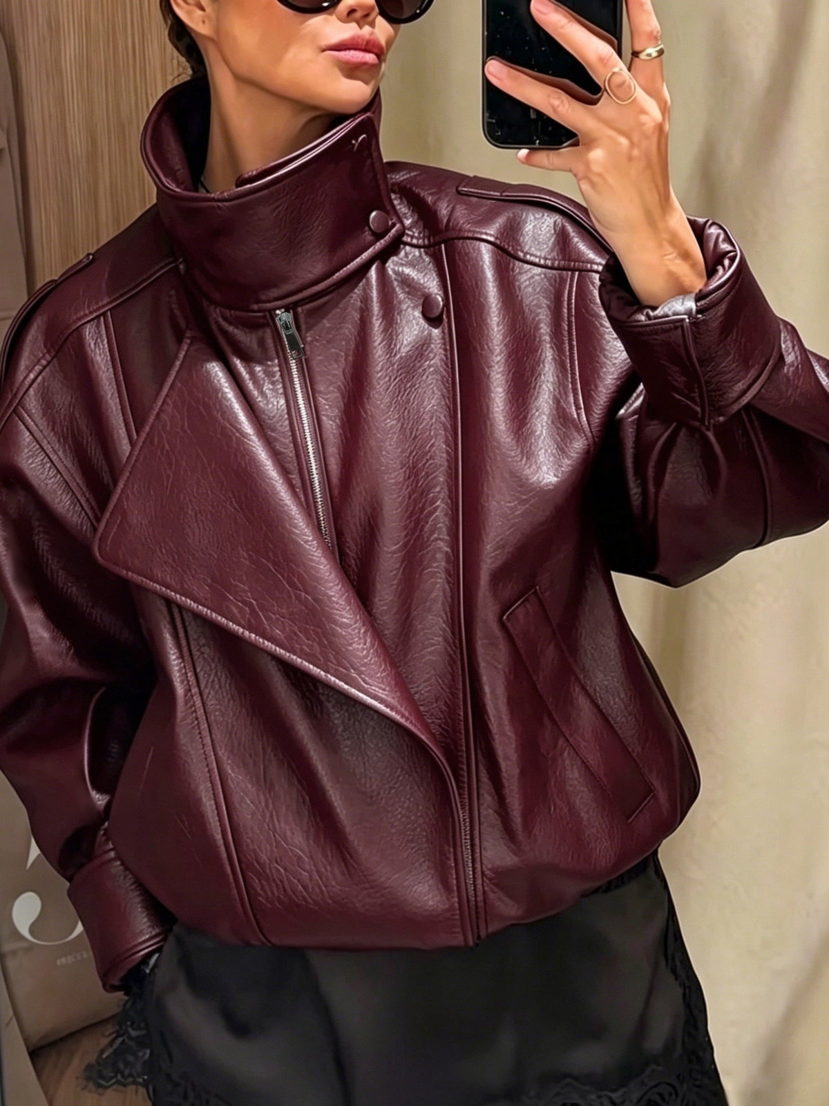 Women's Chic Oversized Faux Leather Jacket