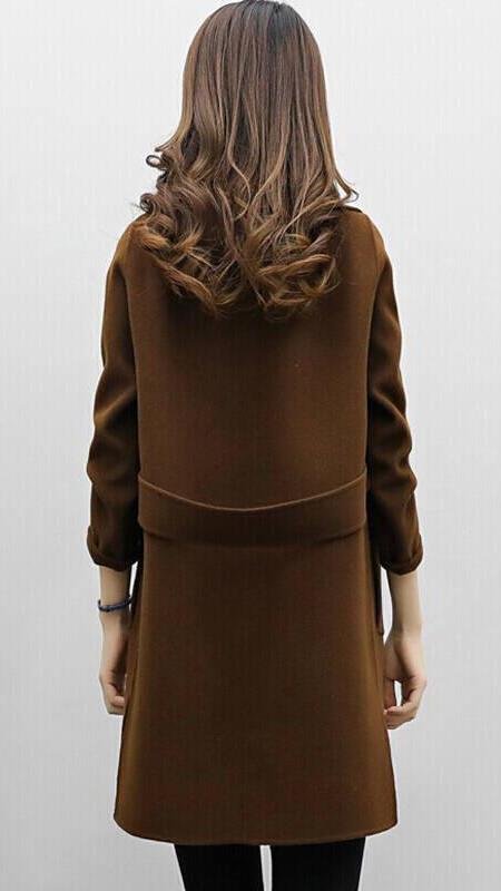 Women's Elegant Wool-Blend Long Trench Coat