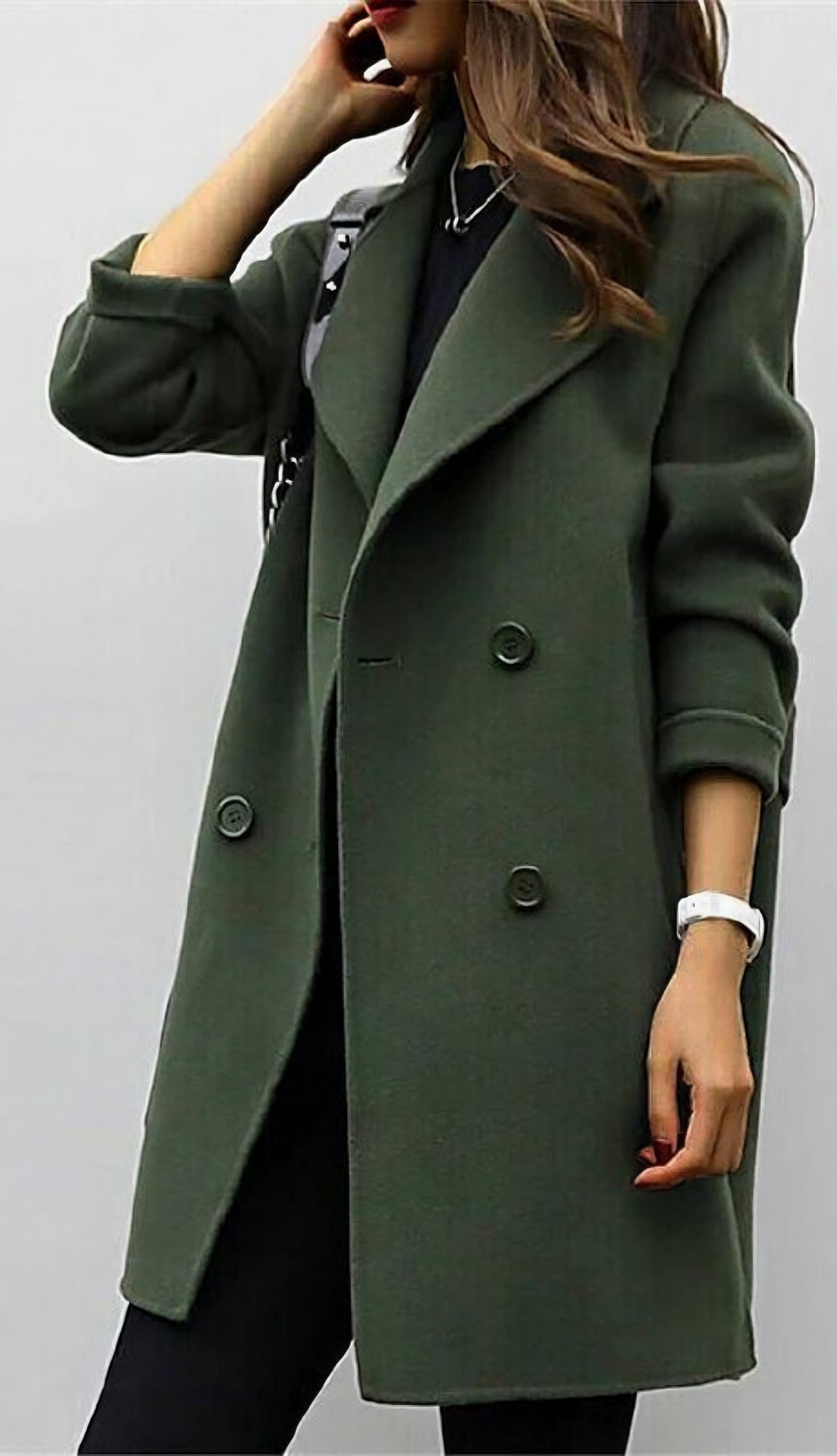 Women's Elegant Wool-Blend Long Trench Coat