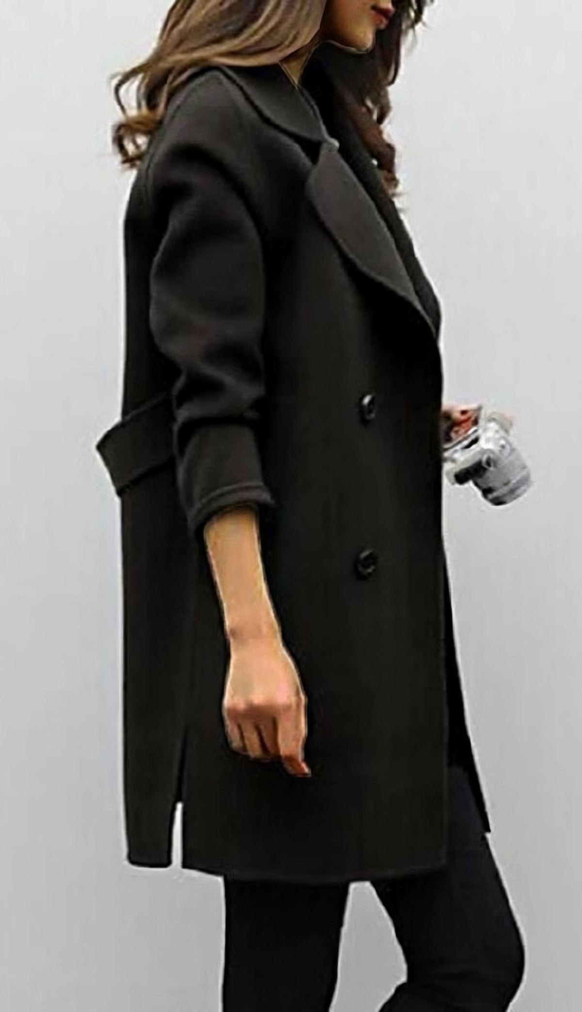 Women's Elegant Wool-Blend Long Trench Coat