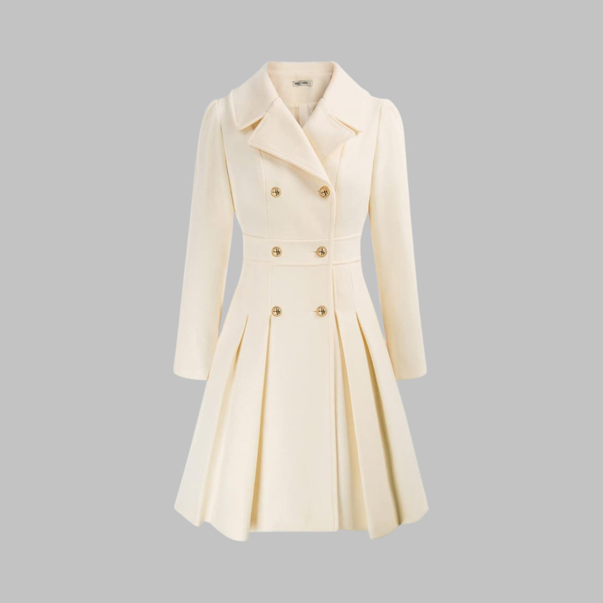 Women's Chic Double Button Pleated Coat