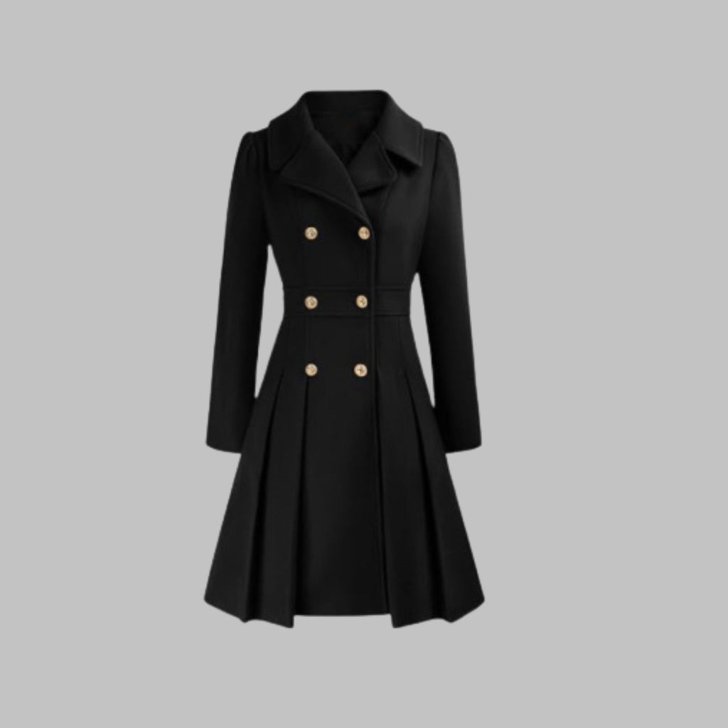Women's Chic Double Button Pleated Coat
