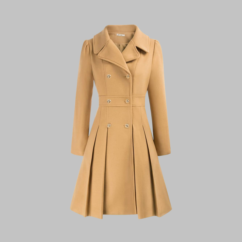 Women's Chic Double Button Pleated Coat