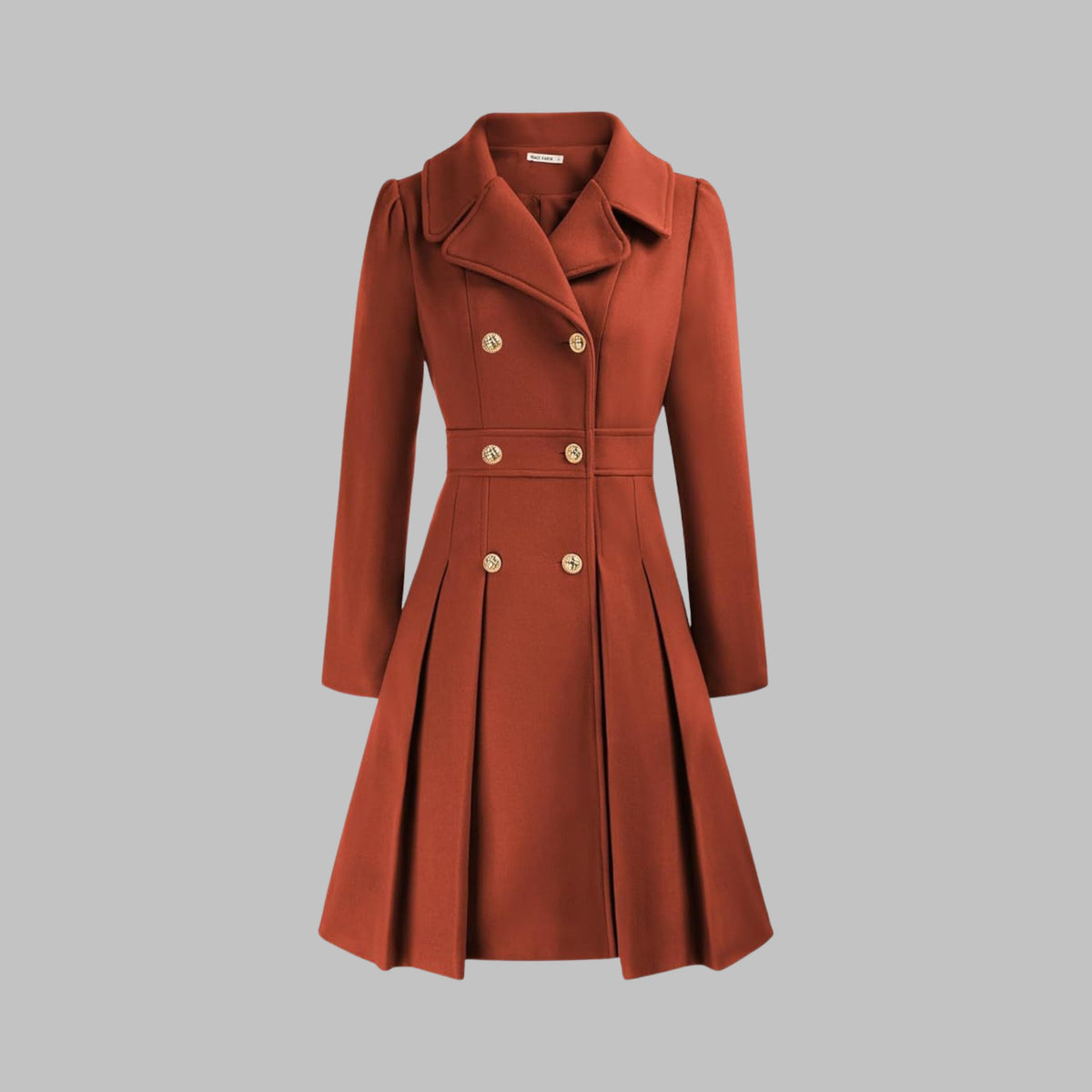 Women's Chic Double Button Pleated Coat