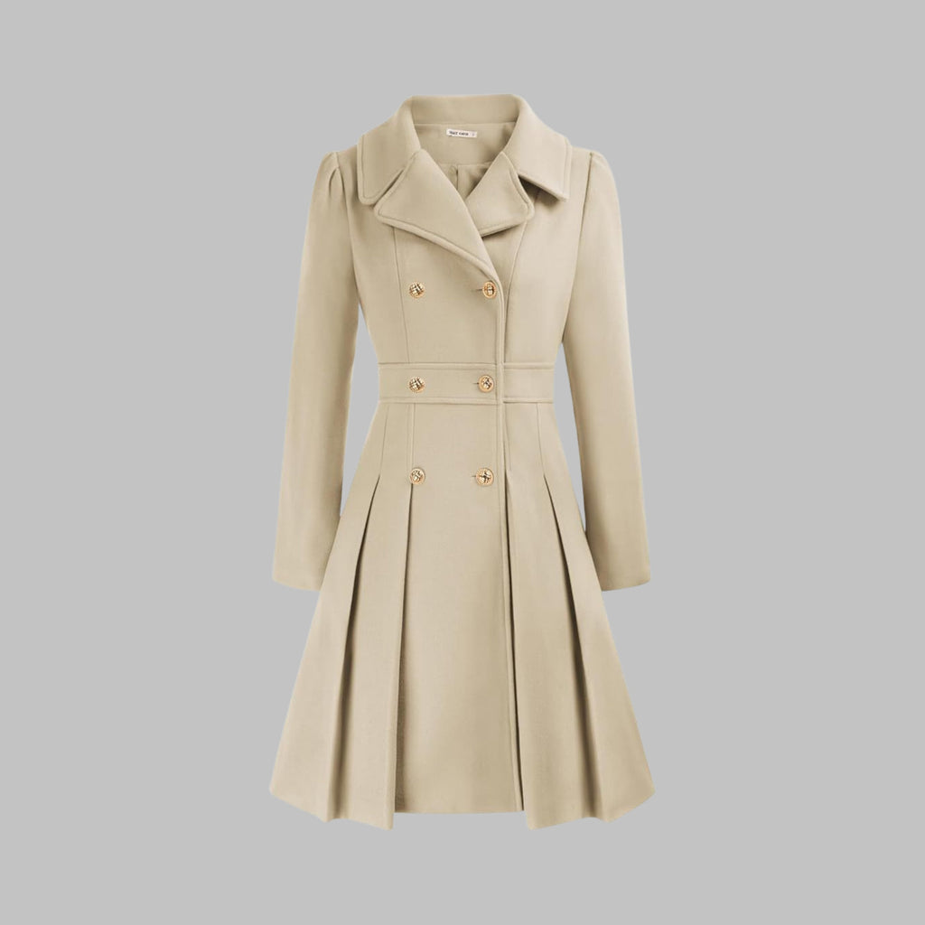 Women's Chic Double Button Pleated Coat