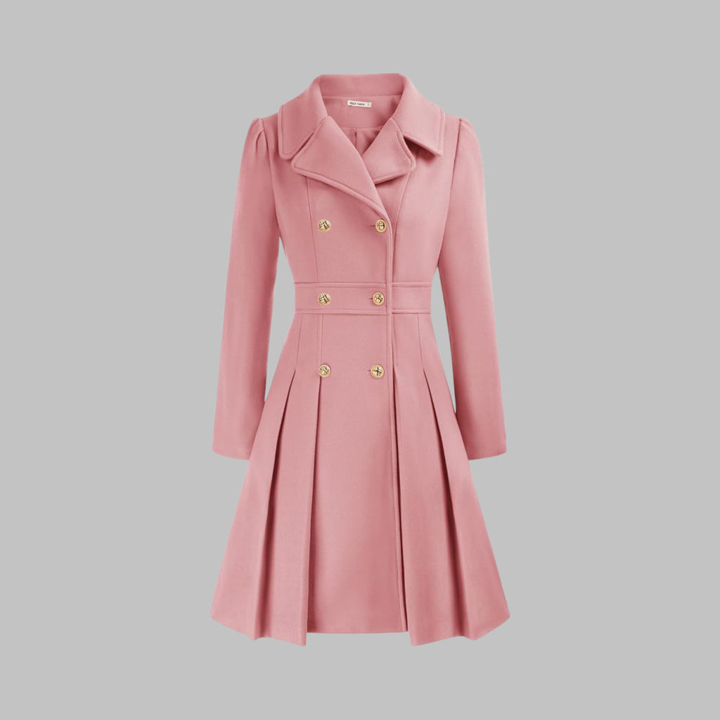 Women's Chic Double Button Pleated Coat