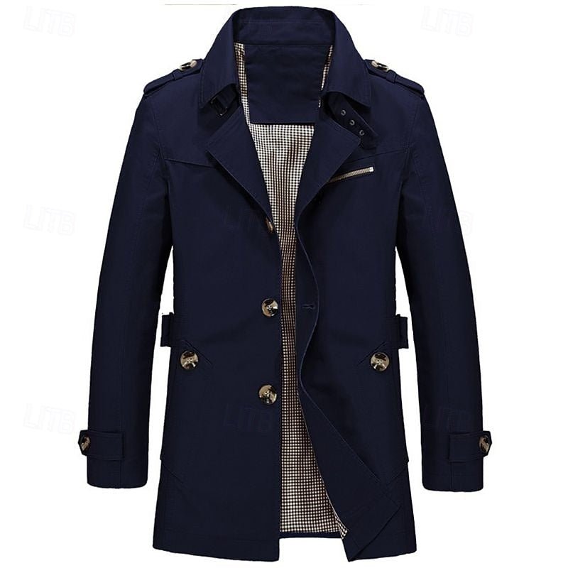 Men's Classic Single-Breasted Trench Coat