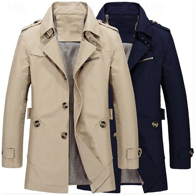 Men's Classic Single-Breasted Trench Coat
