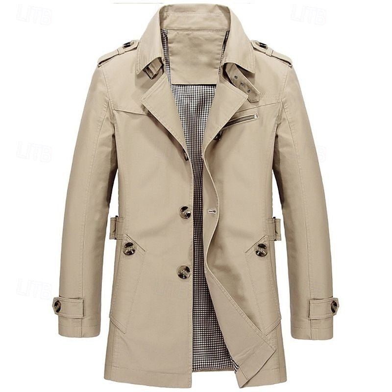 Men's Classic Single-Breasted Trench Coat