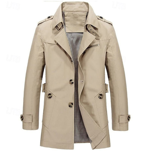 Men's Classic Single-Breasted Trench Coat
