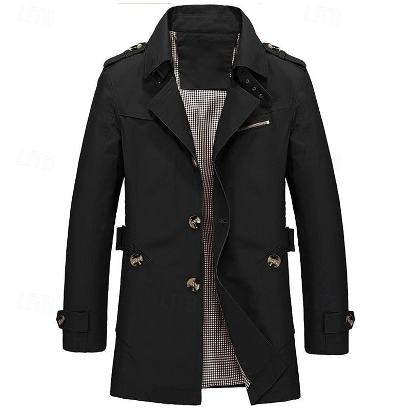 Men's Classic Single-Breasted Trench Coat