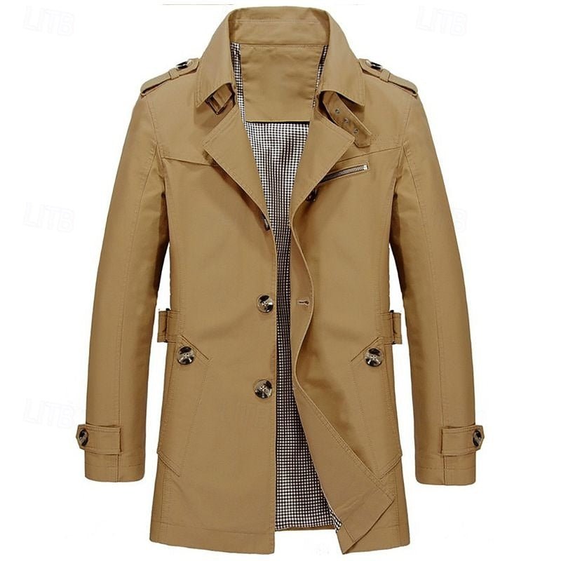 Men's Classic Single-Breasted Trench Coat