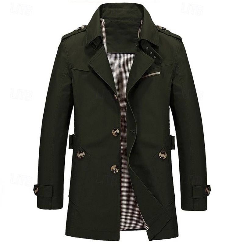 Men's Classic Single-Breasted Trench Coat