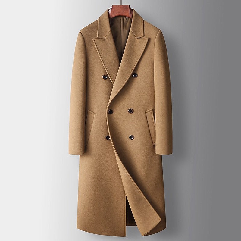 Men's Refined Long Double-Breasted Overcoat
