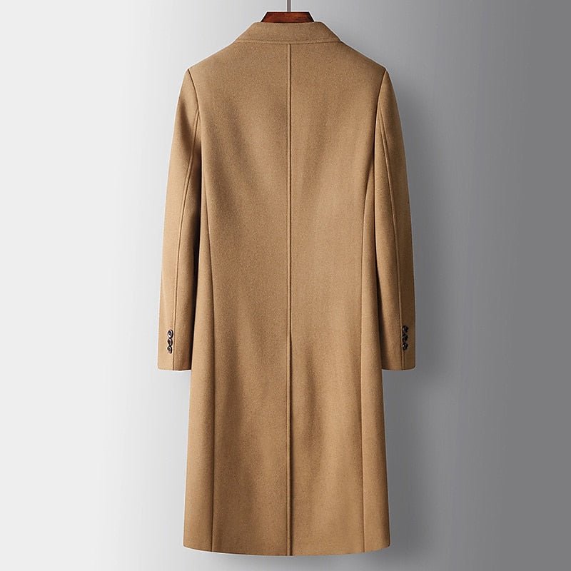 Men's Refined Long Double-Breasted Overcoat