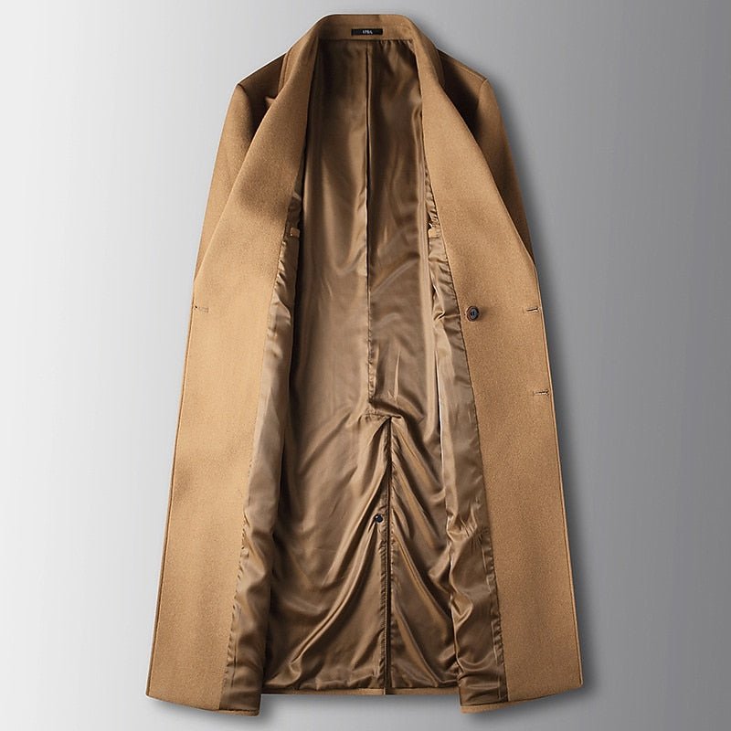 Men's Refined Long Double-Breasted Overcoat