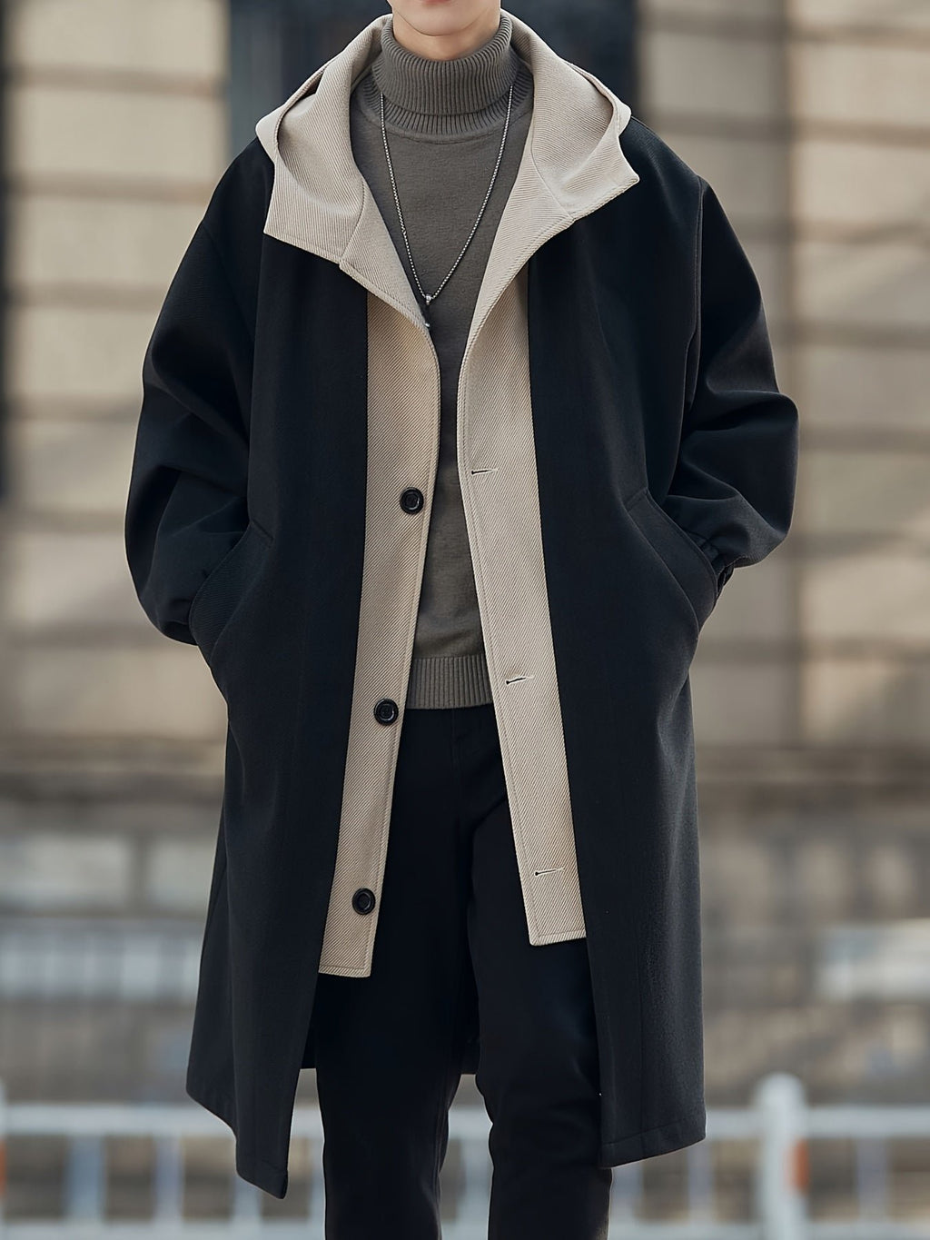 Men's Relaxed Hooded Longline Coat
