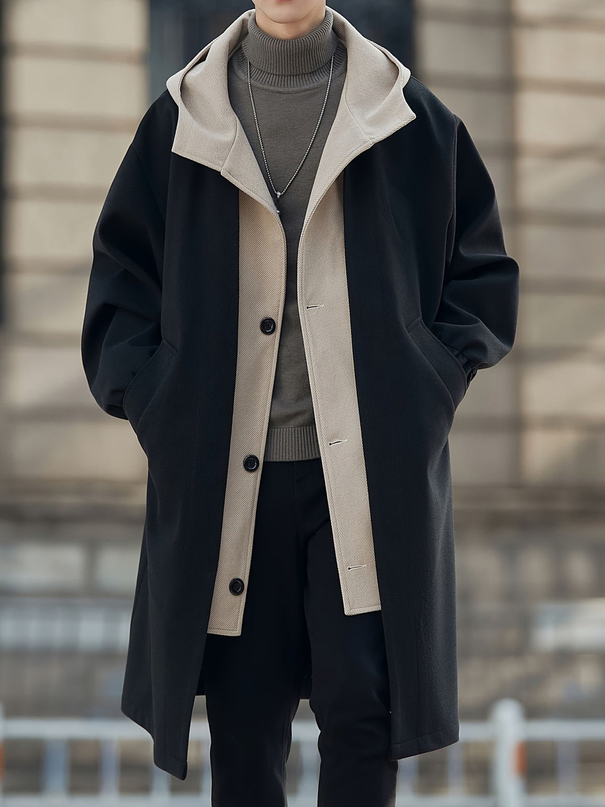 Men's Relaxed Hooded Longline Coat