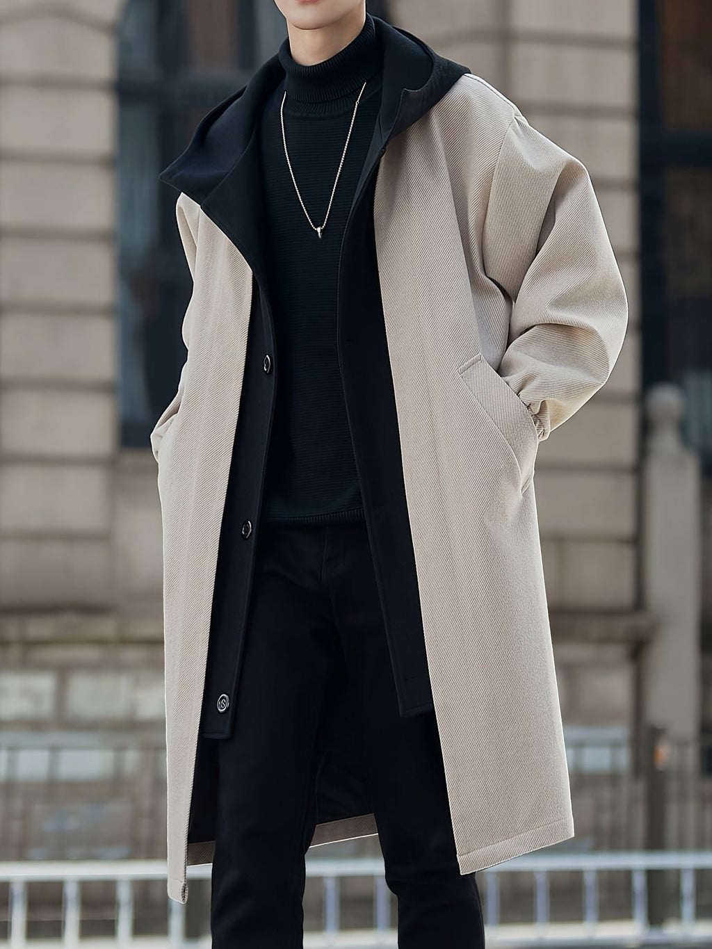Men's Relaxed Hooded Longline Coat