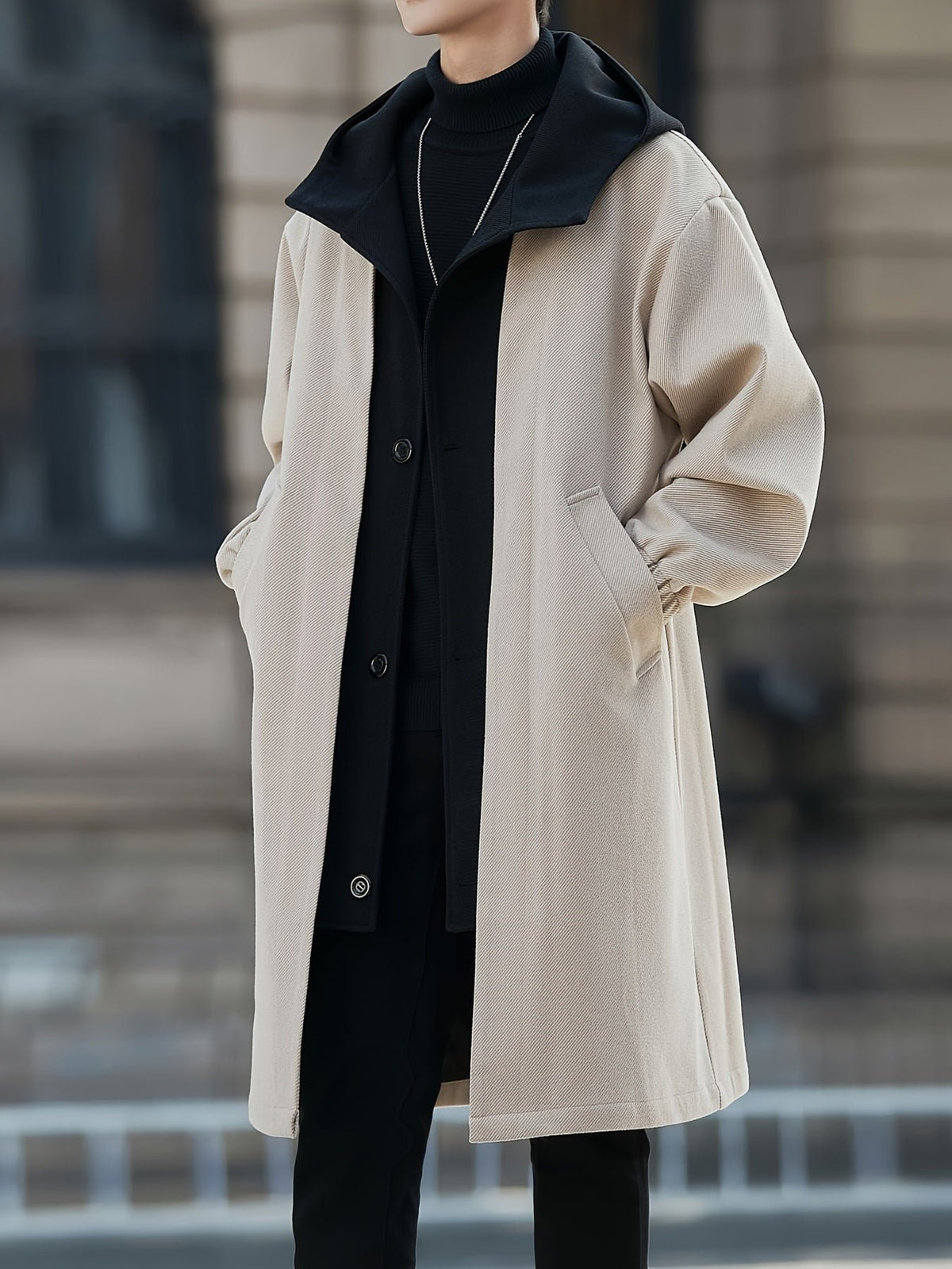 Men's Relaxed Hooded Longline Coat