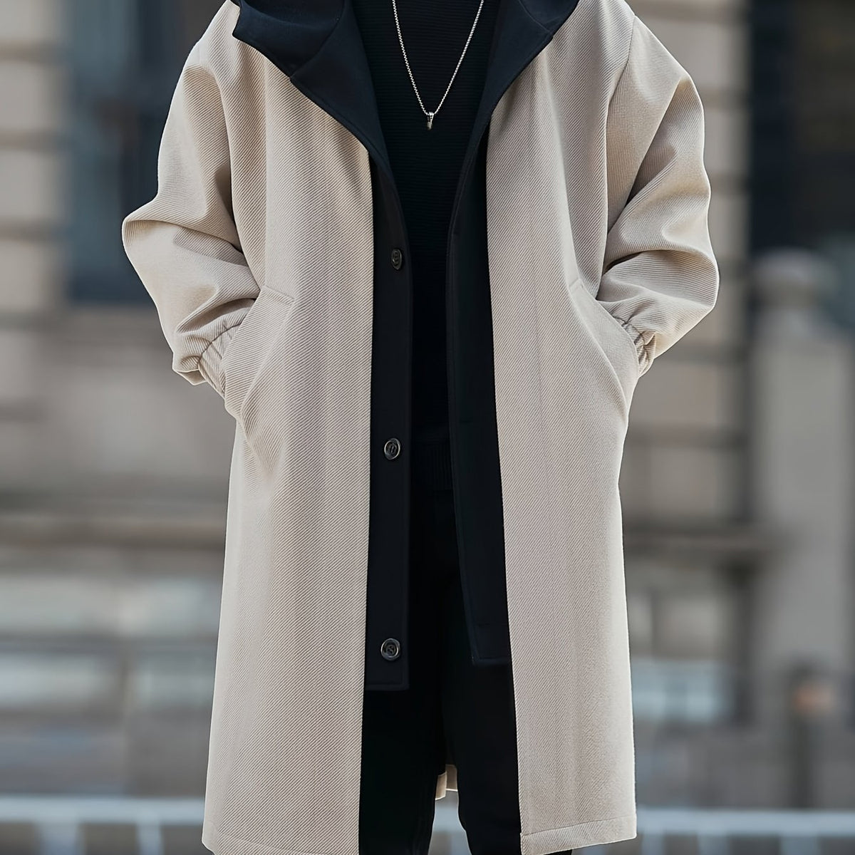 Men's Relaxed Hooded Longline Coat