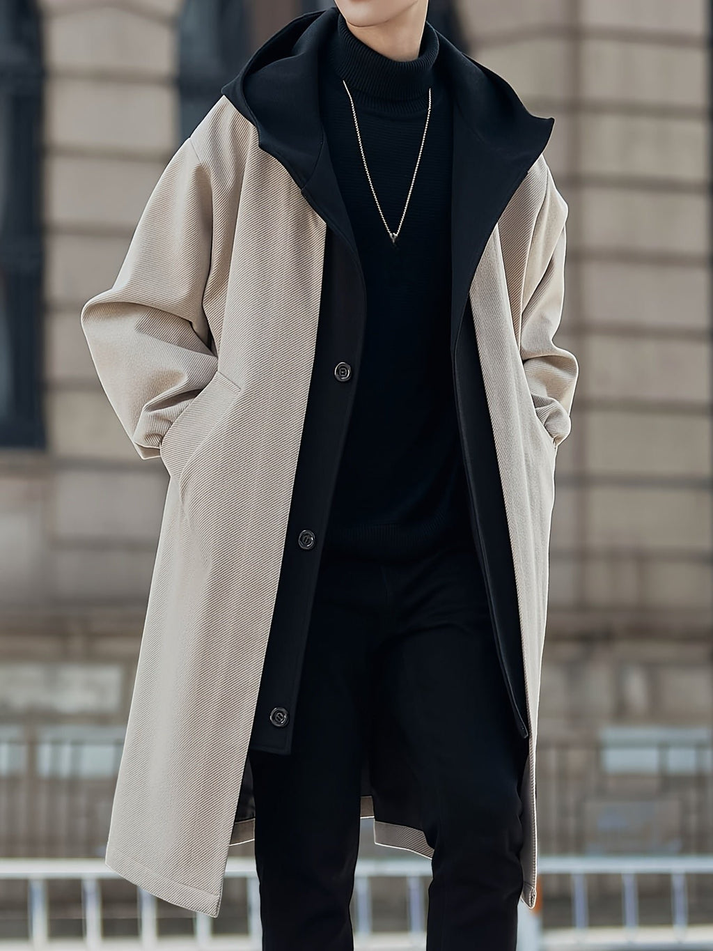 Men's Relaxed Hooded Longline Coat