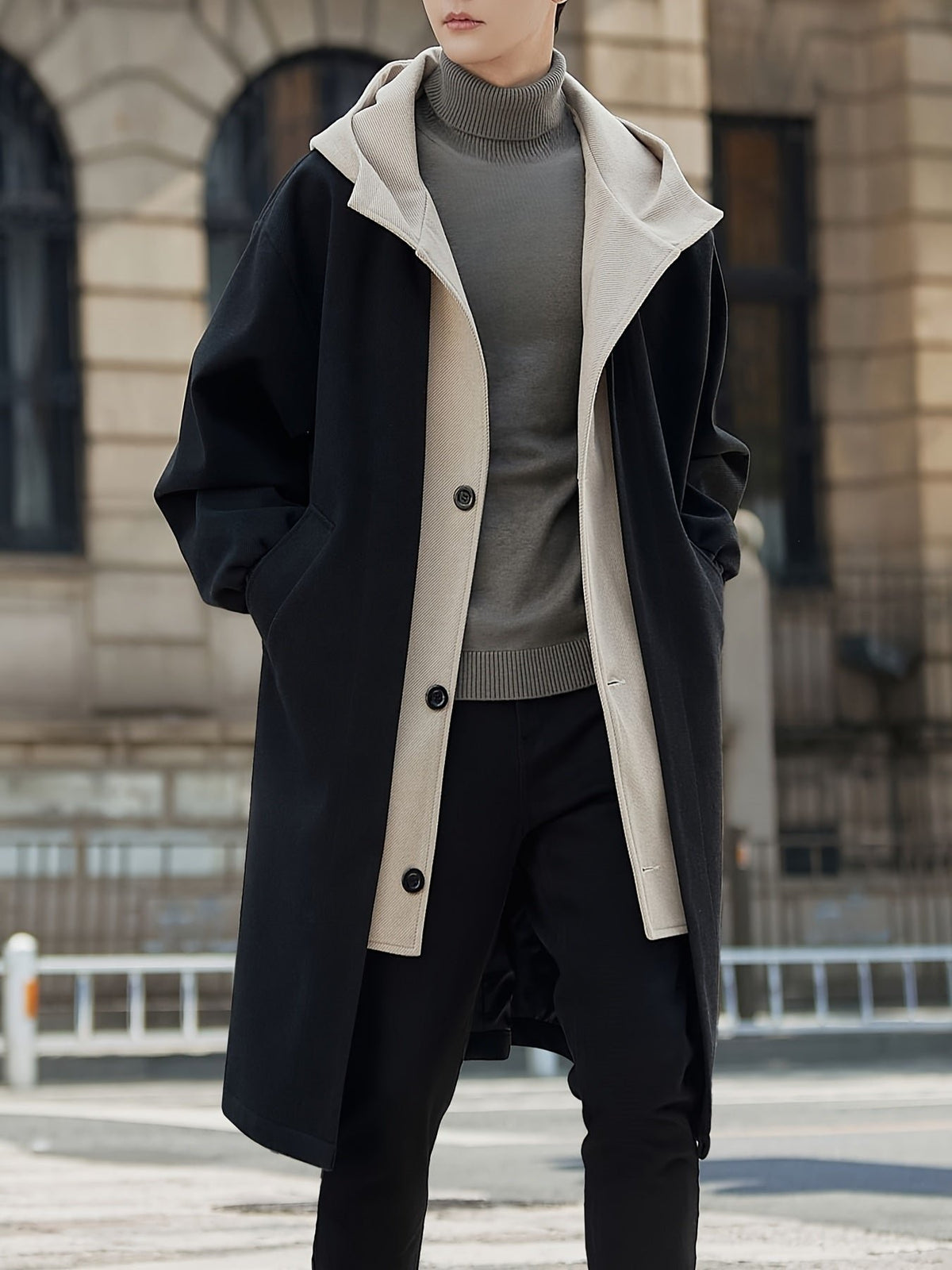 Men's Relaxed Hooded Longline Coat