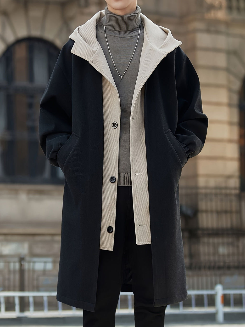 Men's Relaxed Hooded Longline Coat