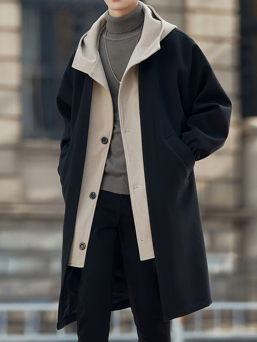 Men's Relaxed Hooded Longline Coat