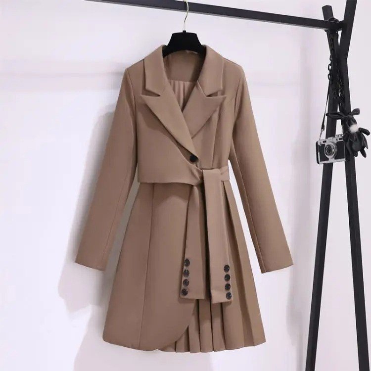 Women's Elegant Belted Blazer Coat