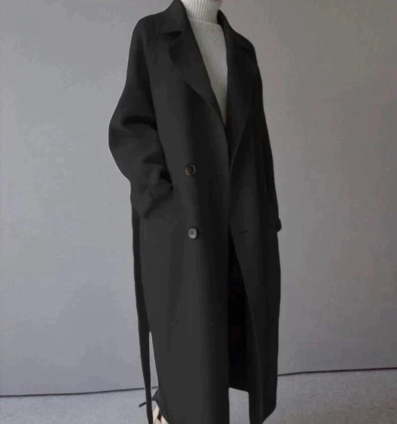 Women's Elegant Long Belted Wrap Coat