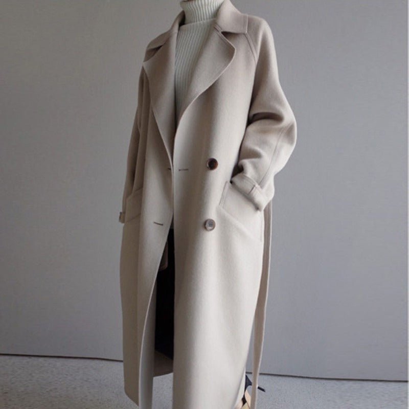 Women's Elegant Long Belted Wrap Coat