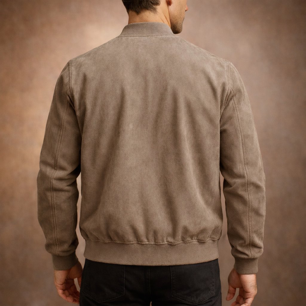 Men's Classic Suede-Look Bomber Jacket