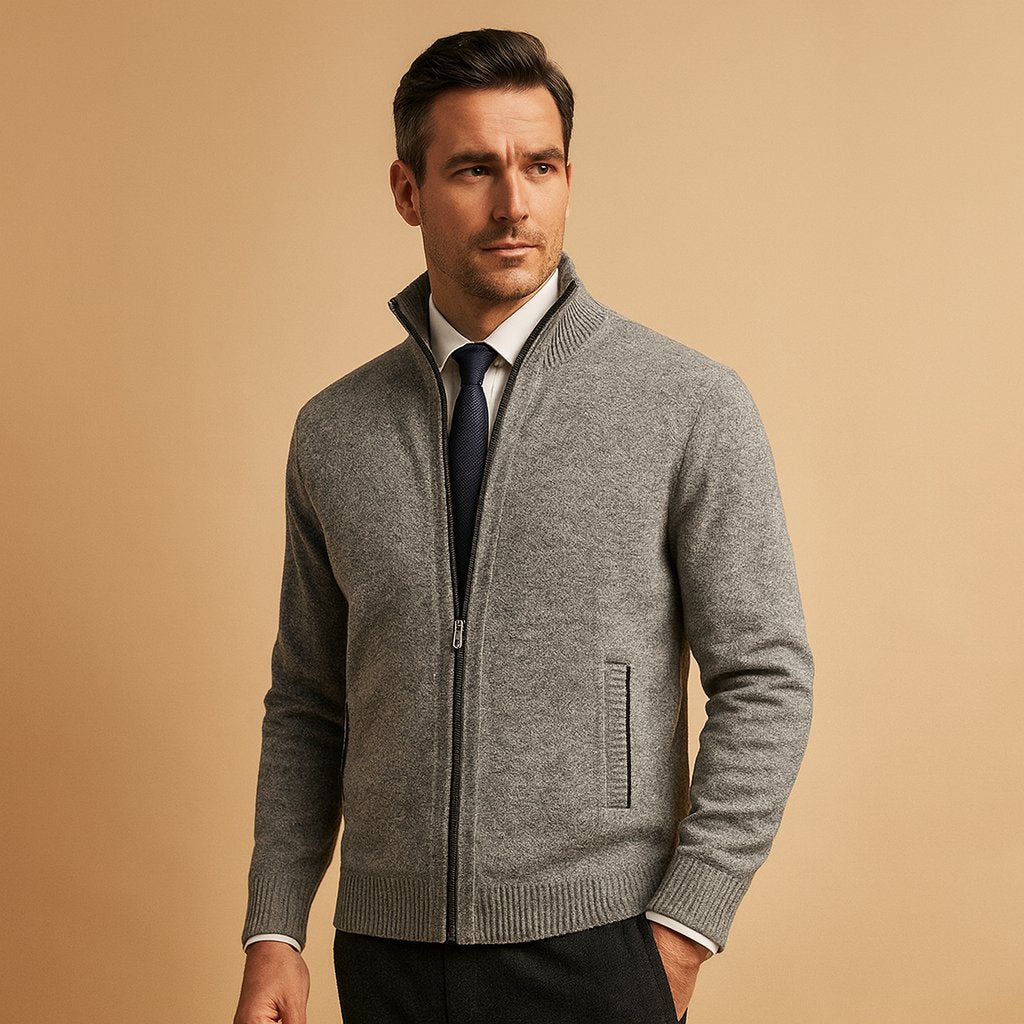 Men's Classic Zip-Up Knit Cardigan