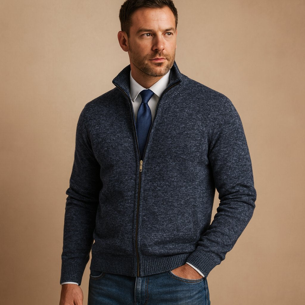Men's Classic Zip-Up Knit Cardigan