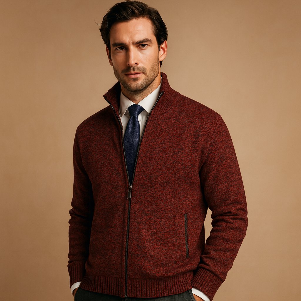 Men's Classic Zip-Up Knit Cardigan