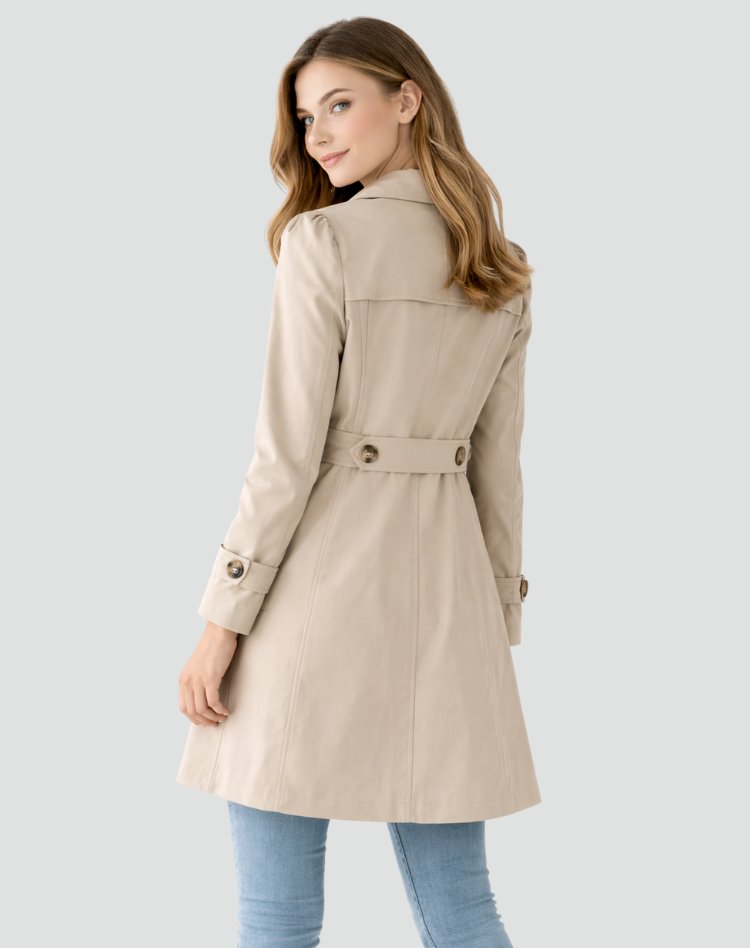 Women's Elegant Classic Lapel Trench Coat
