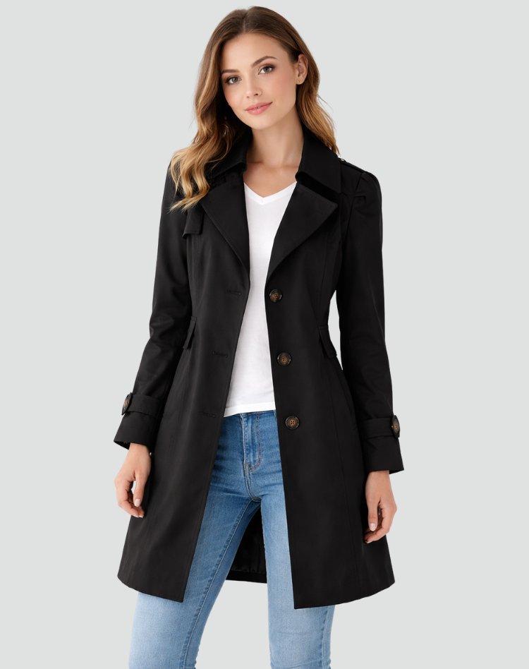 Women's Elegant Classic Lapel Trench Coat