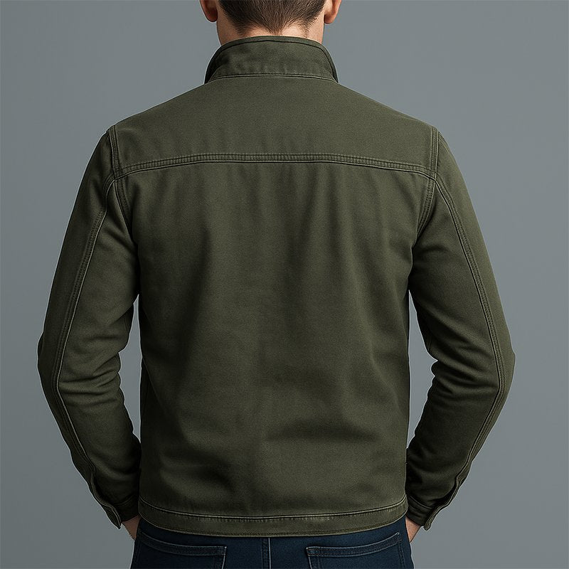 Men's Rugged Vintage Stand-Collar Cotton Zip Jacket