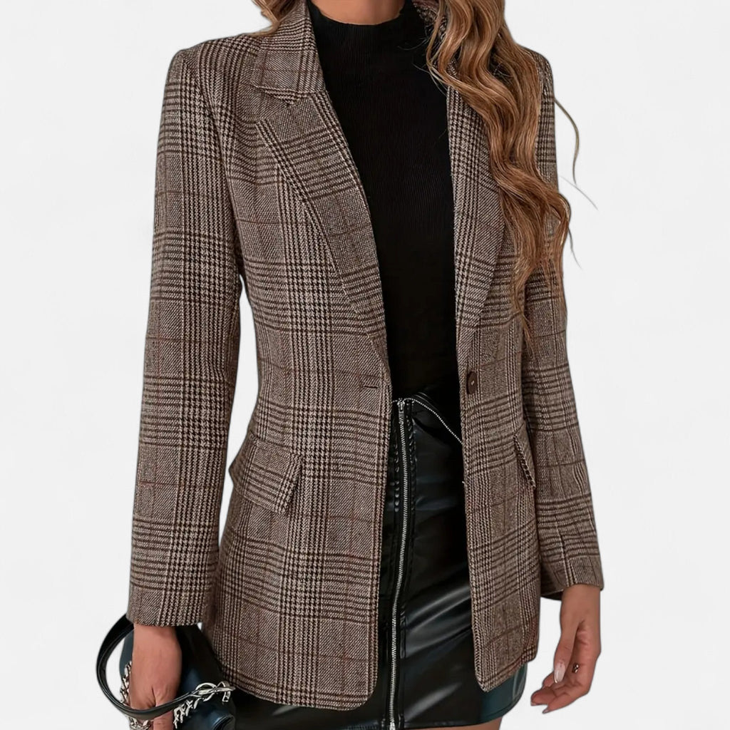 Women's Elegant Plaid Single-Breasted Blazer